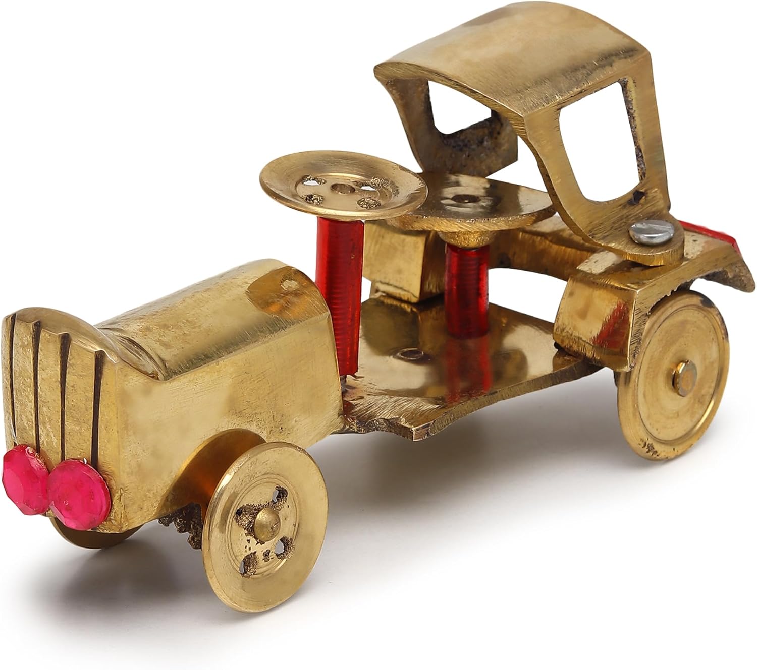 NAMS Brass Vintage Tractor Showpiece Antique Miniature Old Model Car Figurine, Retro Decorative Sculpture for Home Decor, Office Desk, Living Room Decoration & Unique Collectible Gift (9x5x4 cm)