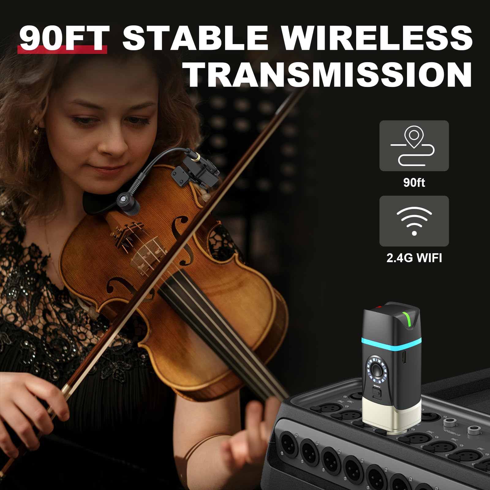 Xvive U9 Système sans fil pour violon avec émetteur et récepteur 2,4 GHz