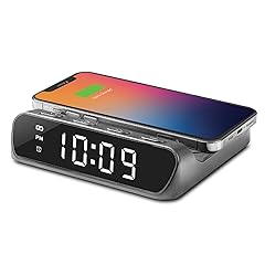 i Home Wireless Charger with Alarm Clock, Compact Digital Alarm Clock for Bedroom, Home Office, or