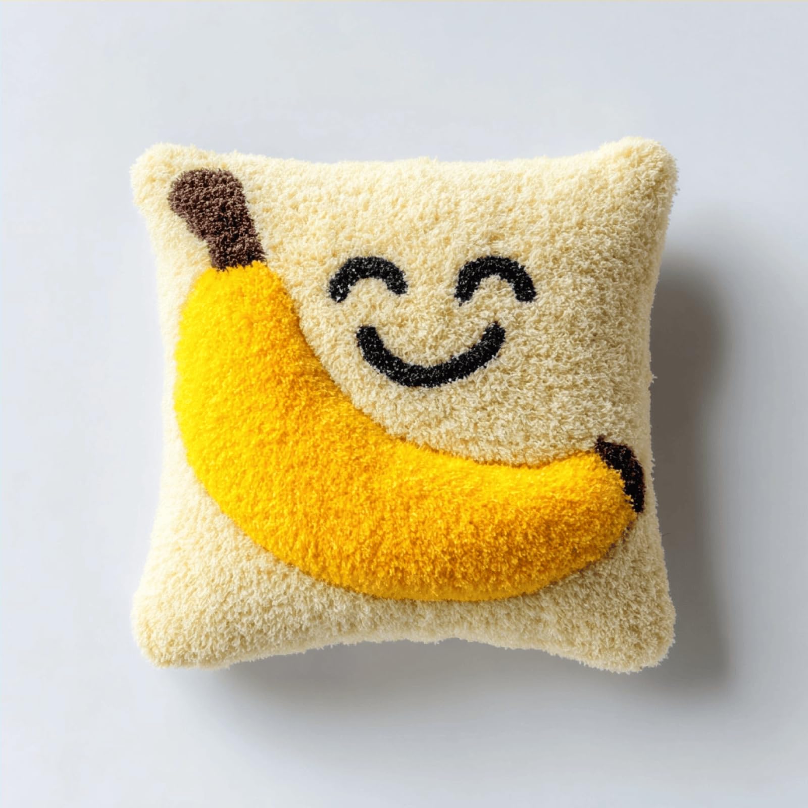 XDEGHUANGSS DIY Latch Hook Pillow Cover Kit,43x43 cm,Banana Smiley