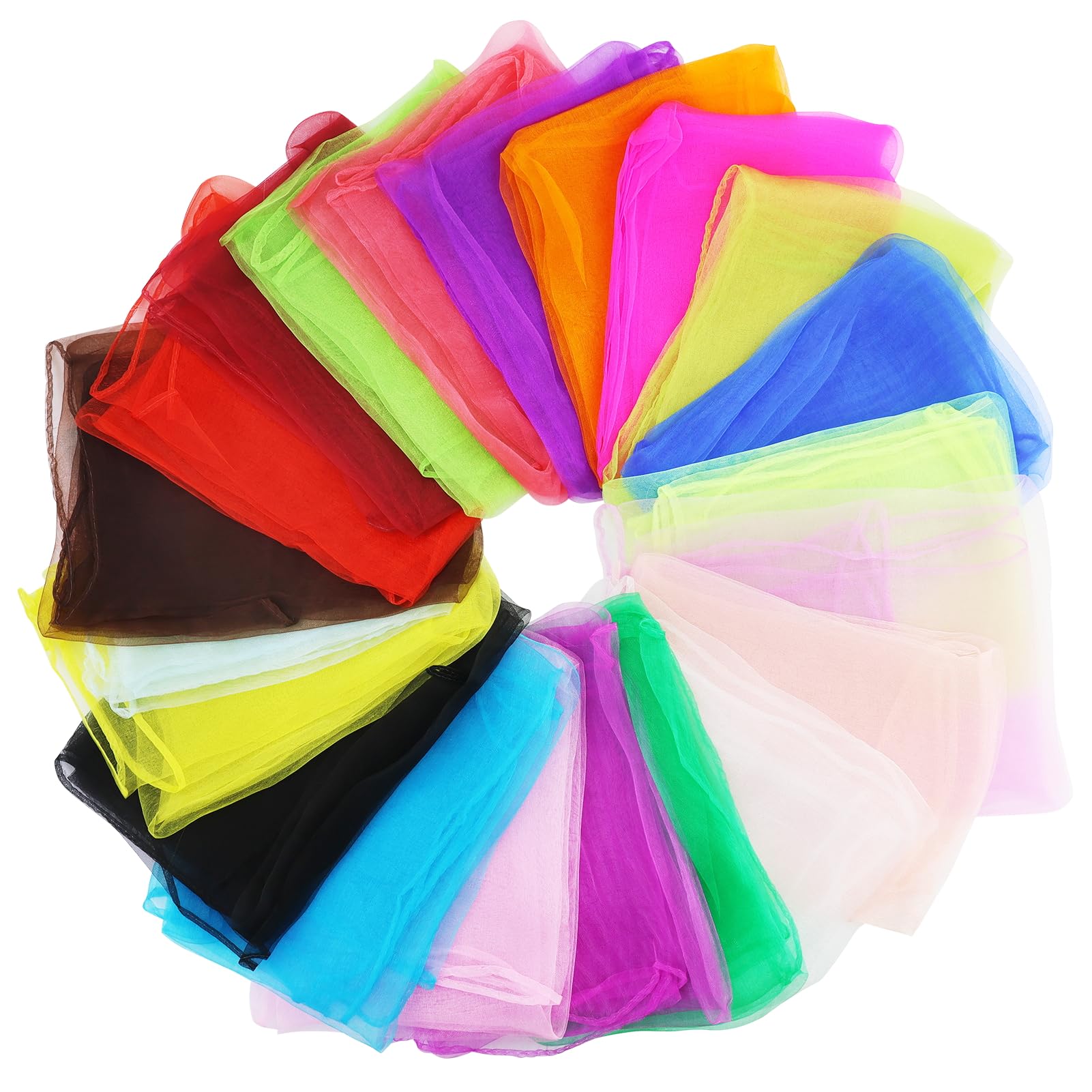 Lot De 21 Foulards De Jonglage 60x60 Cm - Mousseline De Soie Multicolore - Pour Danse, Gymnastique, Jeux D'enfant