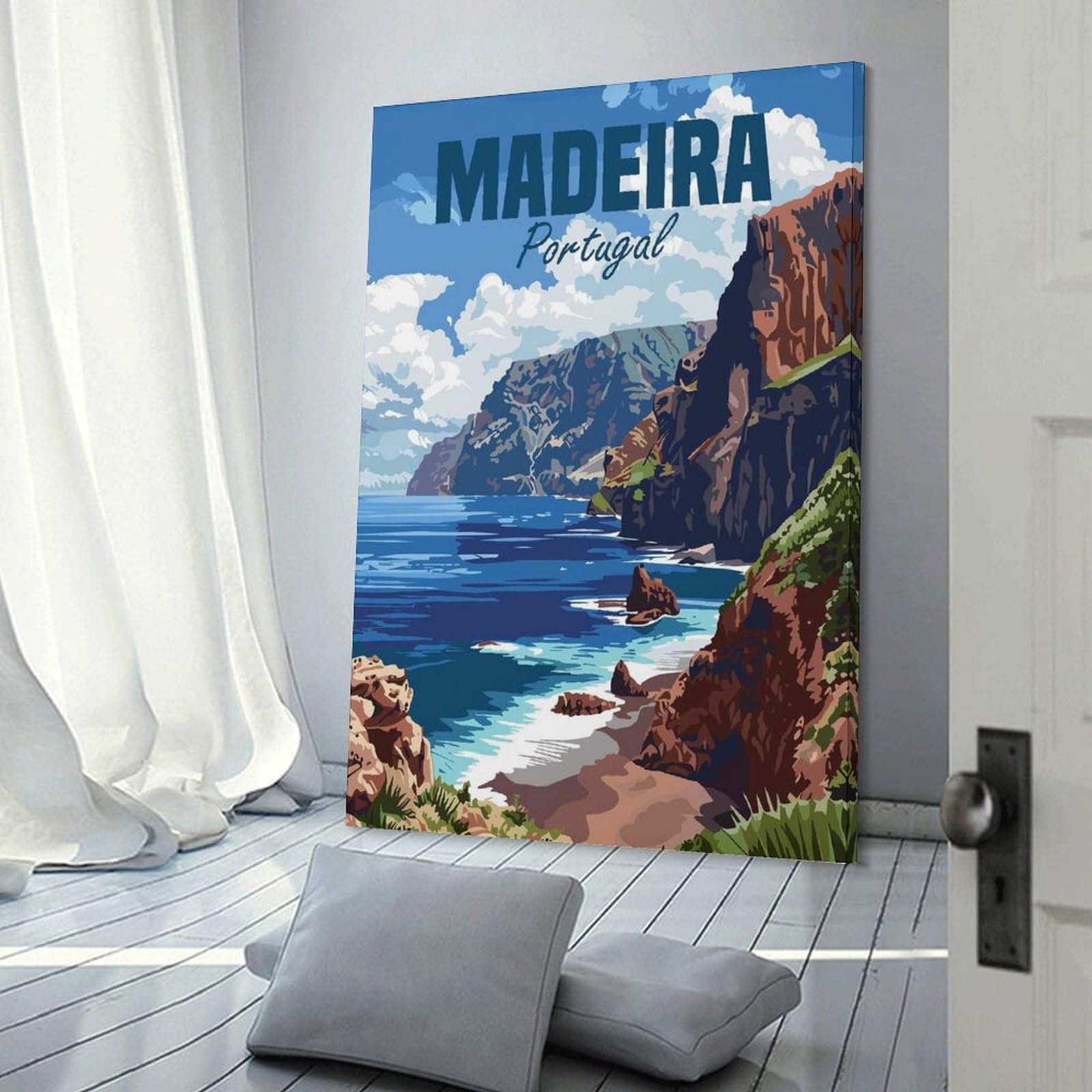 Junmoney Madeira Portugal Coast Wall Picture Print 24x36inch(60x90cm), for Picture Wall Styling in Lounge Or Bedroom, Ideal for Building A Coordinated Art Wall