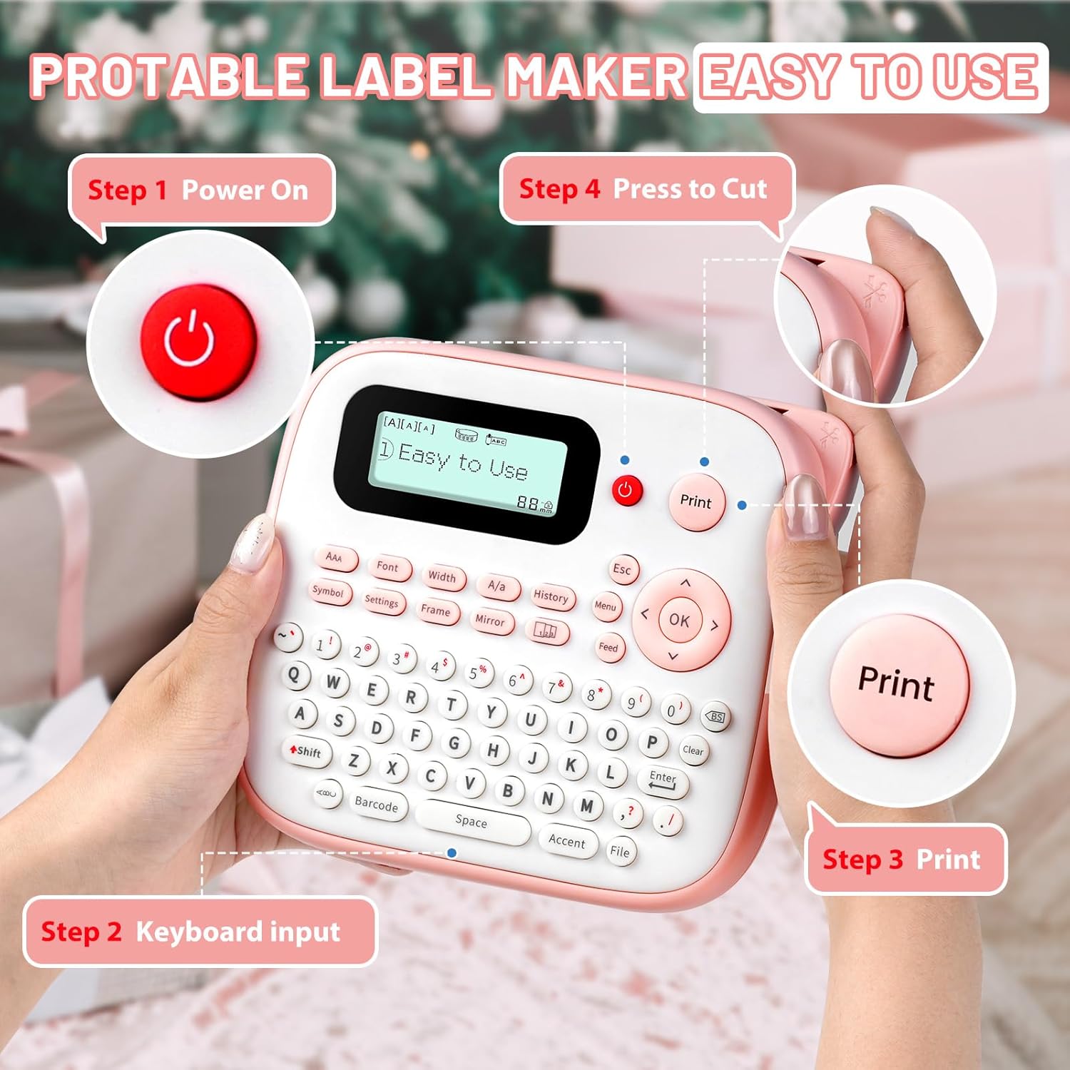 Pink Portable Label Maker for Kids