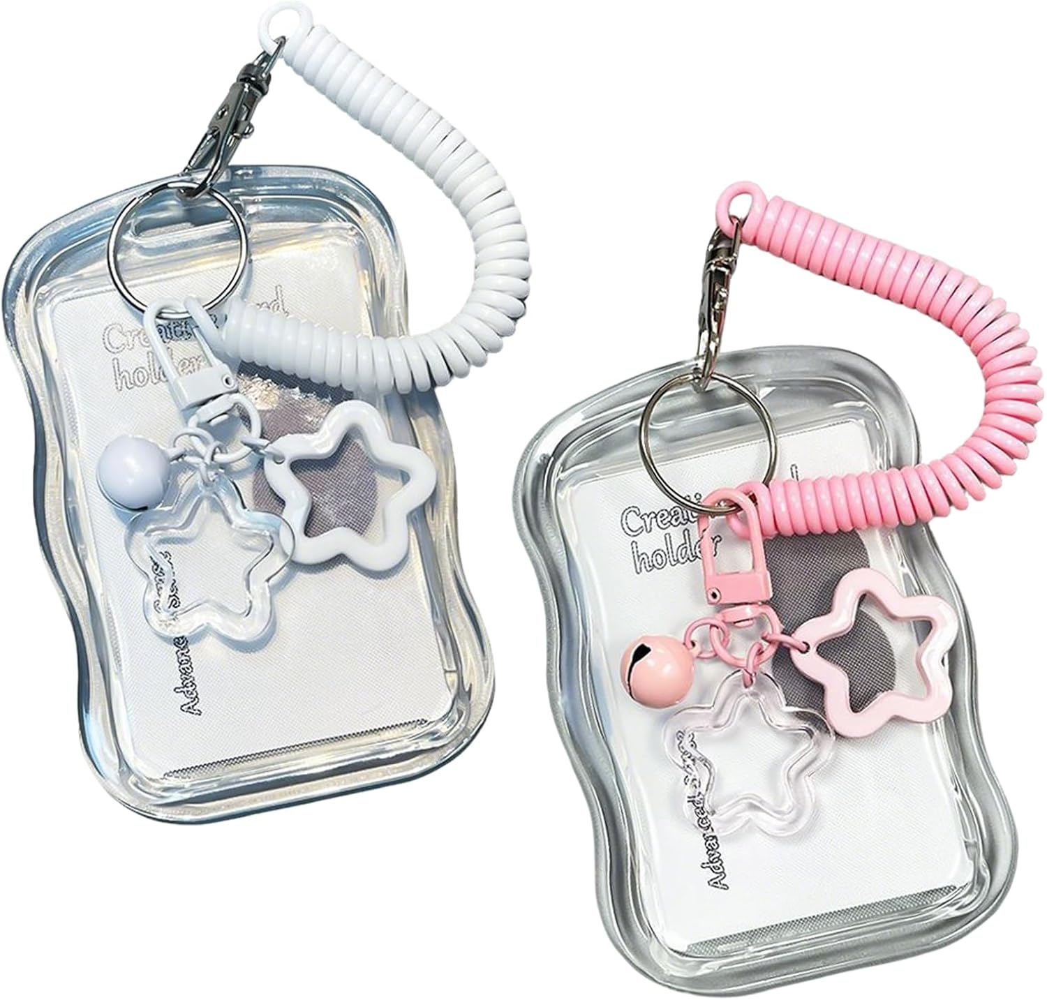 PLUSHCEWT 2 Pcs Photocard Holder Kpop ID Card Holder Photo Card Holder A ID Card Holder ID Card Holder with Key Ring Card Case for ID Idol Photo Display Bus Card