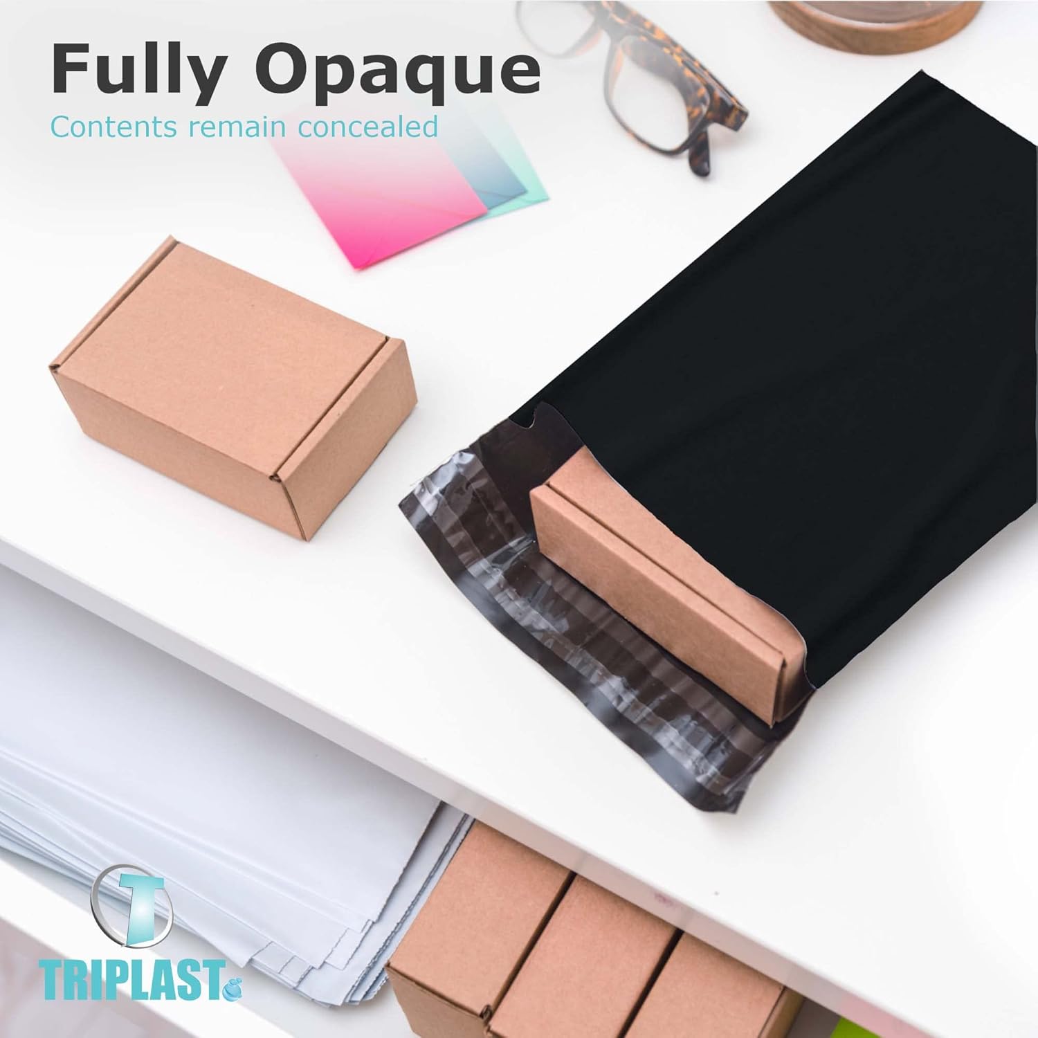 Triplast 10 x Biodegradable Mailing Bags (Size: 10x14" / 25x35cm; Colour: Black) | Self Sealing Eco Friendly Poly Mailers | Packaging, Postal, Parcel Bags for Posting Clothes, Books, & More