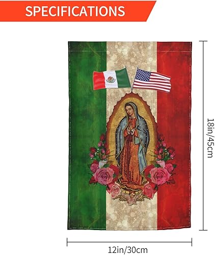 Miniatura 6 de Bandera mexicana de la Virgen María y la Amistad, bandera americana de 12 x 18 pulgadas, decoración vertical de doble cara para patio, bandera