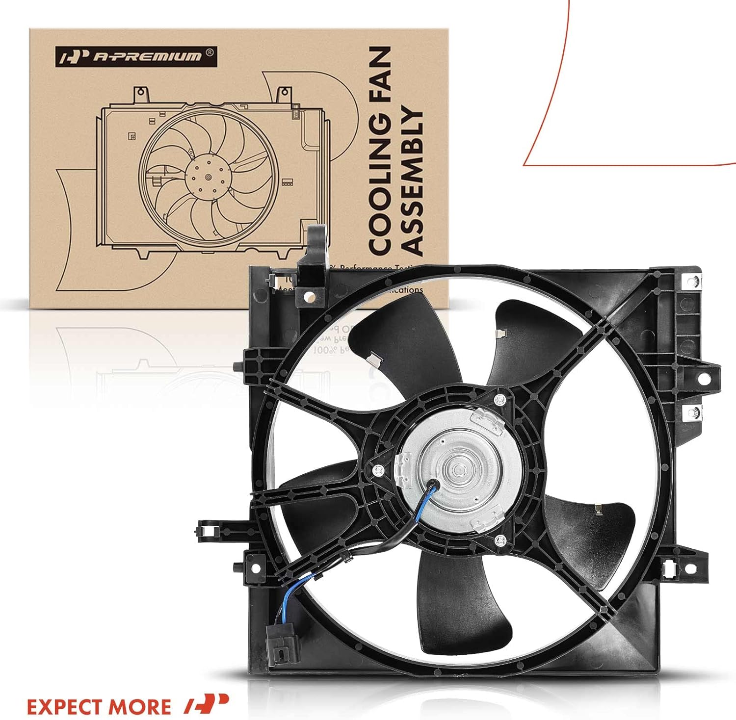 A-Premium Engine Radiator Cooling Fan Assembly Compatible with Select Subaru Models - Forester 1999-2002, Impreza 1999-2001 - Replace# 19193370, 45121FC050