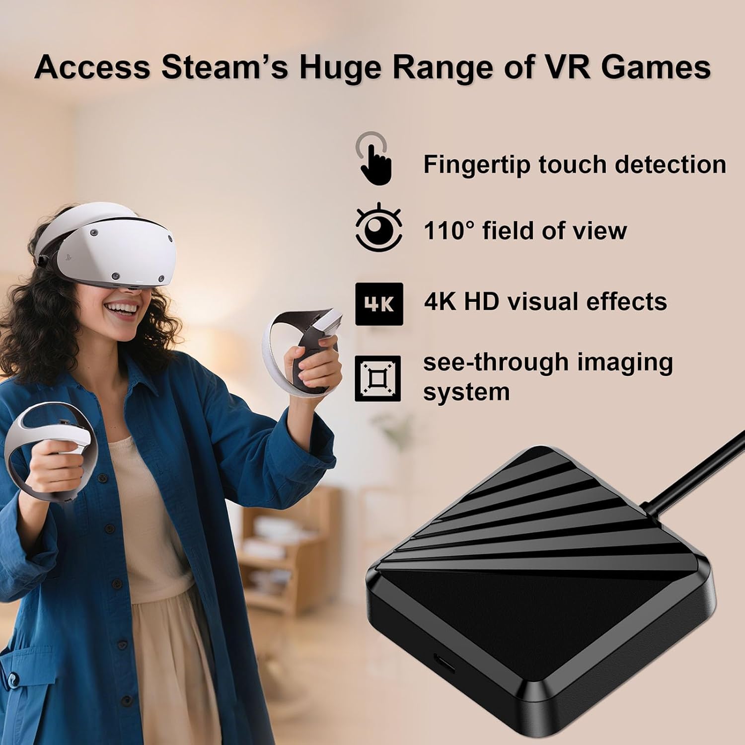 LICHIFIT Adapter + Bluetooth Receiver for PS VR2 to Windows Computer, PC Adapter Kit for PS5 VR2 Converter Connector with Type-C Power Cable and DisplayPort 1.4 HD Cable for PlayStation 5 VR2