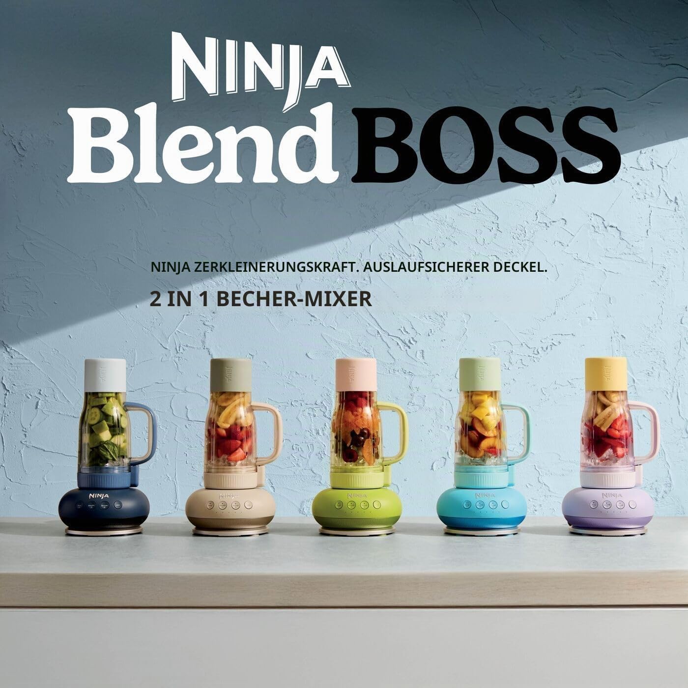 Ninja BlendBoss Mixer mit tragbarem Becher, persönlicher Mixer mit abnehmbarem Reisebecher, 3 automatische Voreinstellungsmodi, Cyberspace DB351UKCY