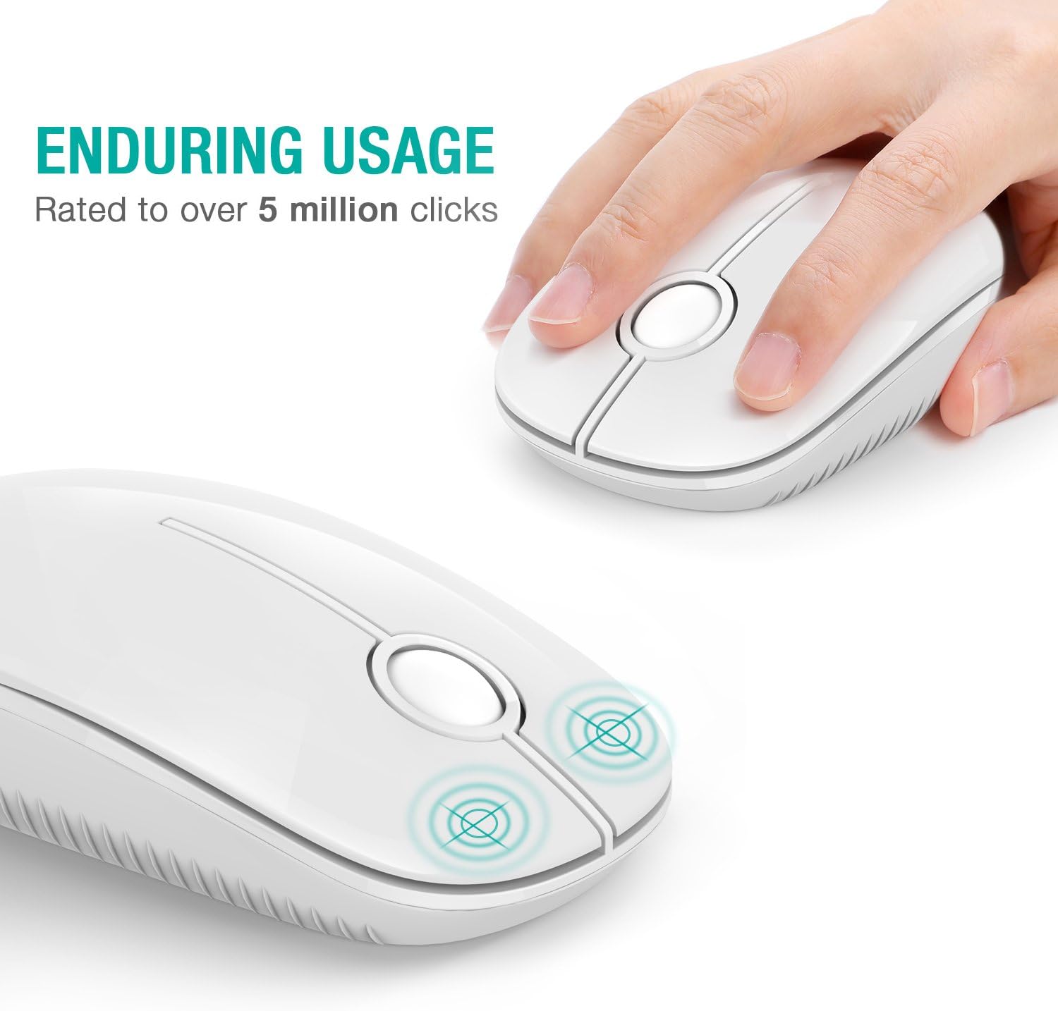 VssoPlor Wireless Mouse, 2.4G Slim Computer Laptop Mouse, Pure White image 3