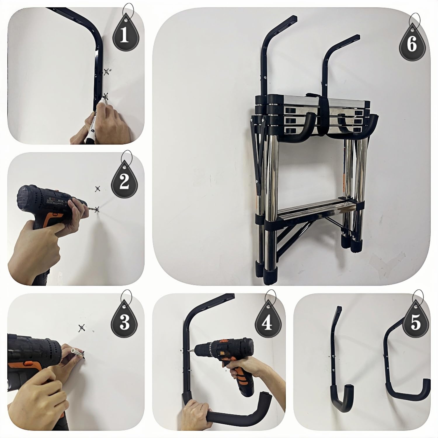 Étagère de rangement de garage suspendue, crochets de plafond robustes pour rangement utilitaire pour bois d'oeuvre, échelle, vélo et autres objets encombrants (6, 37 cm)