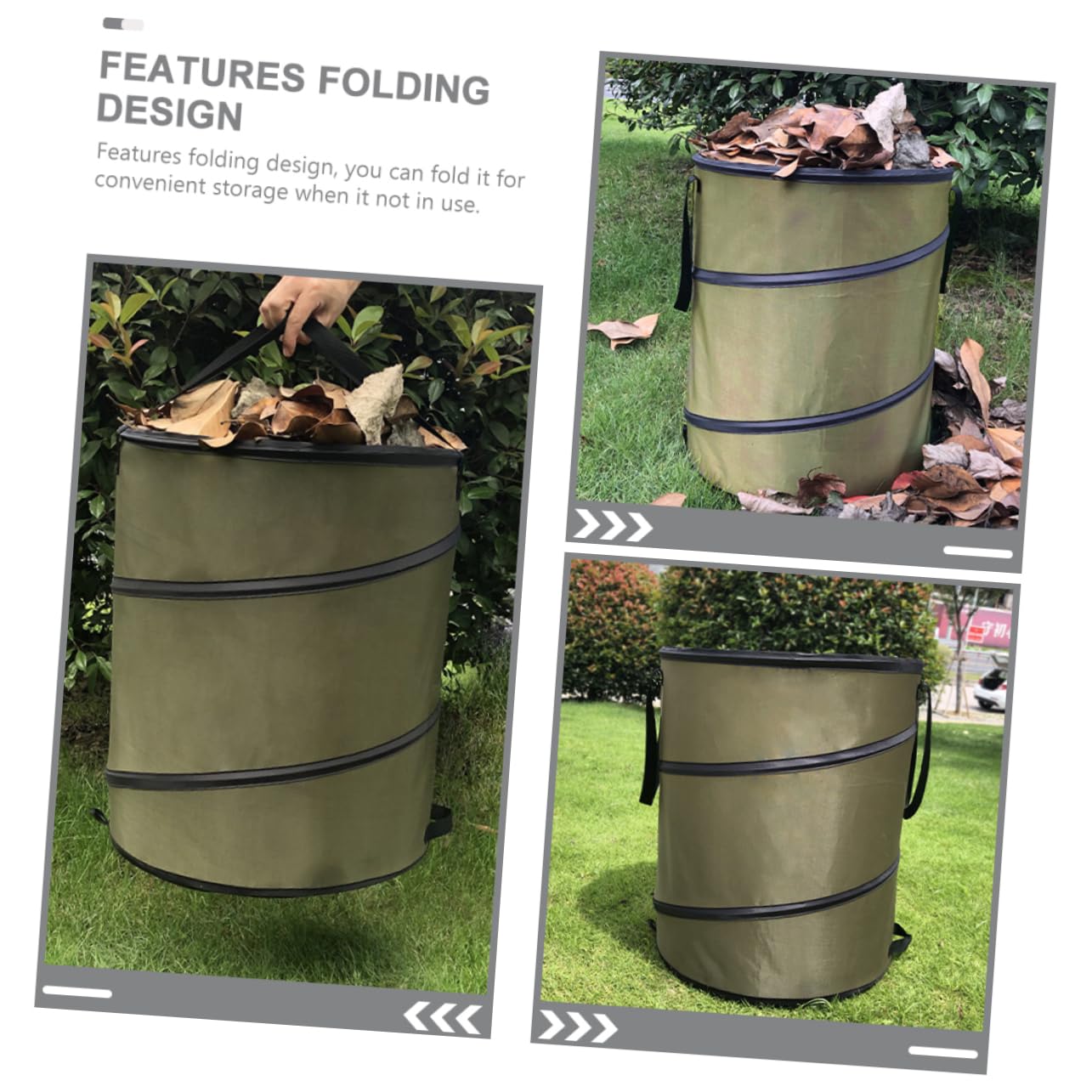 Outdoor Trash Can Storage Capacity Camping Garbage Bin Garden Tool Bag Oxford Folding Design Space-Saving