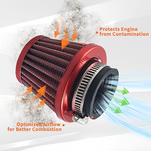 Miniatura 4 de Filtro de aire de 38 mm rojo Kit de inducción de entrada universal para GY6 50cc QMB139 Taotao Sunl BMS Lance Wildfire Motoneta Scooter Predator