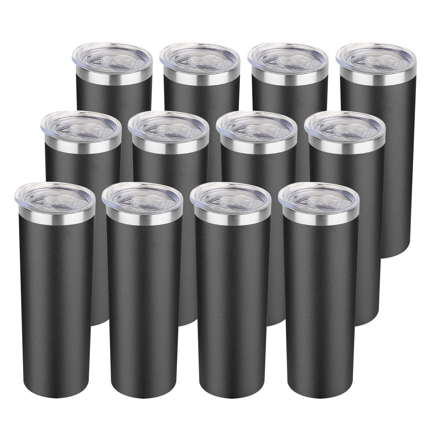 Photo 1 of **NON REFUNDABLE NO RETURNS SOLD AS IS**
**PARTS ONLY**HASLE OUTFITTERS 20 oz Stainless Steel Skinny Tumbler bulk, Double Wall Vacuum Slim Water Tumbler Cup with lid, Reusable Metal Travel Coffee Mug Set of 10, BLACK
