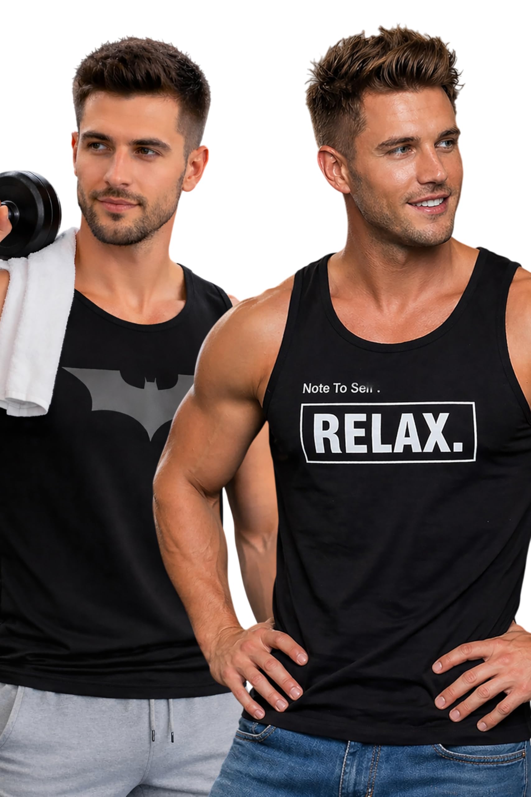Polyester Letter Printed Vest for Men - Pack of 2 - Black | Round Neck | Sleeveless | Regular Fit | Summer & Gym Wear Tank Top for Men-image-19