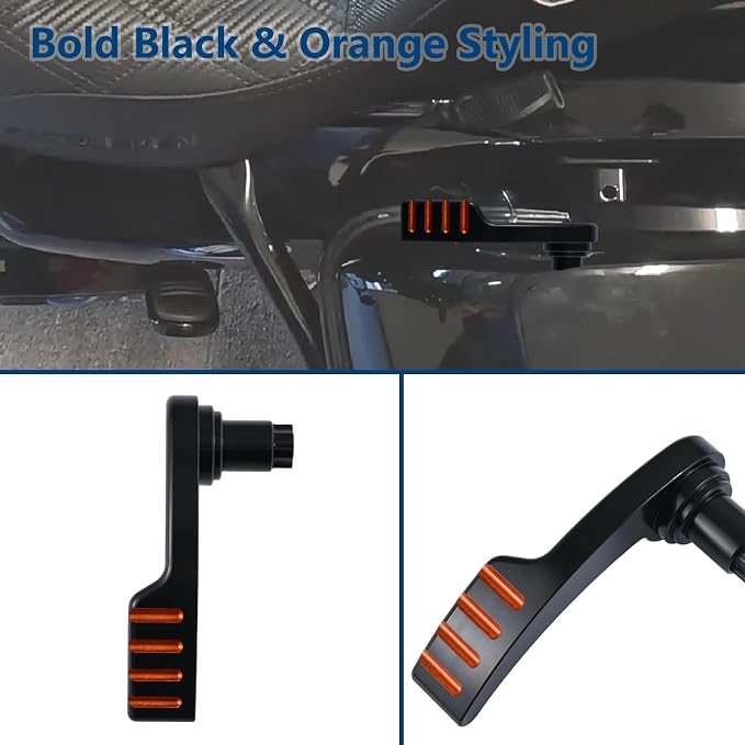 Kit palanca cierre alforja negro naranja para Harley Touring miniatura 7