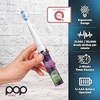 Vista 200 de Cepillo de dientes eléctrico Pop Sonic (plata metálica) – Cepillos de dientes de viaje con batería AAA Cepillos de dientes eléctricos para niños