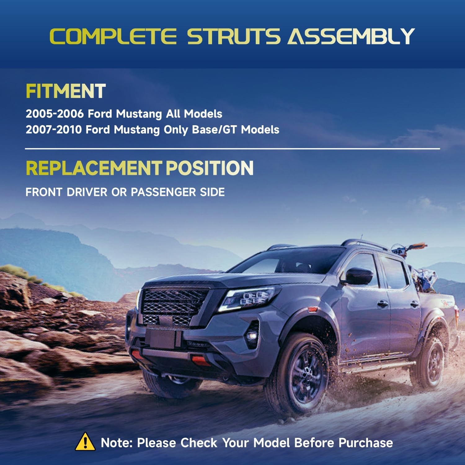 Vextone - 2x Front Struts Shocks Absorbers Fit for 2005 2006 Ford Mustang All Models, 2007 2008 2009 2010 Mustang Only Base/GT - Quick Install Replace 11950 1332349 172138 Ready Strut