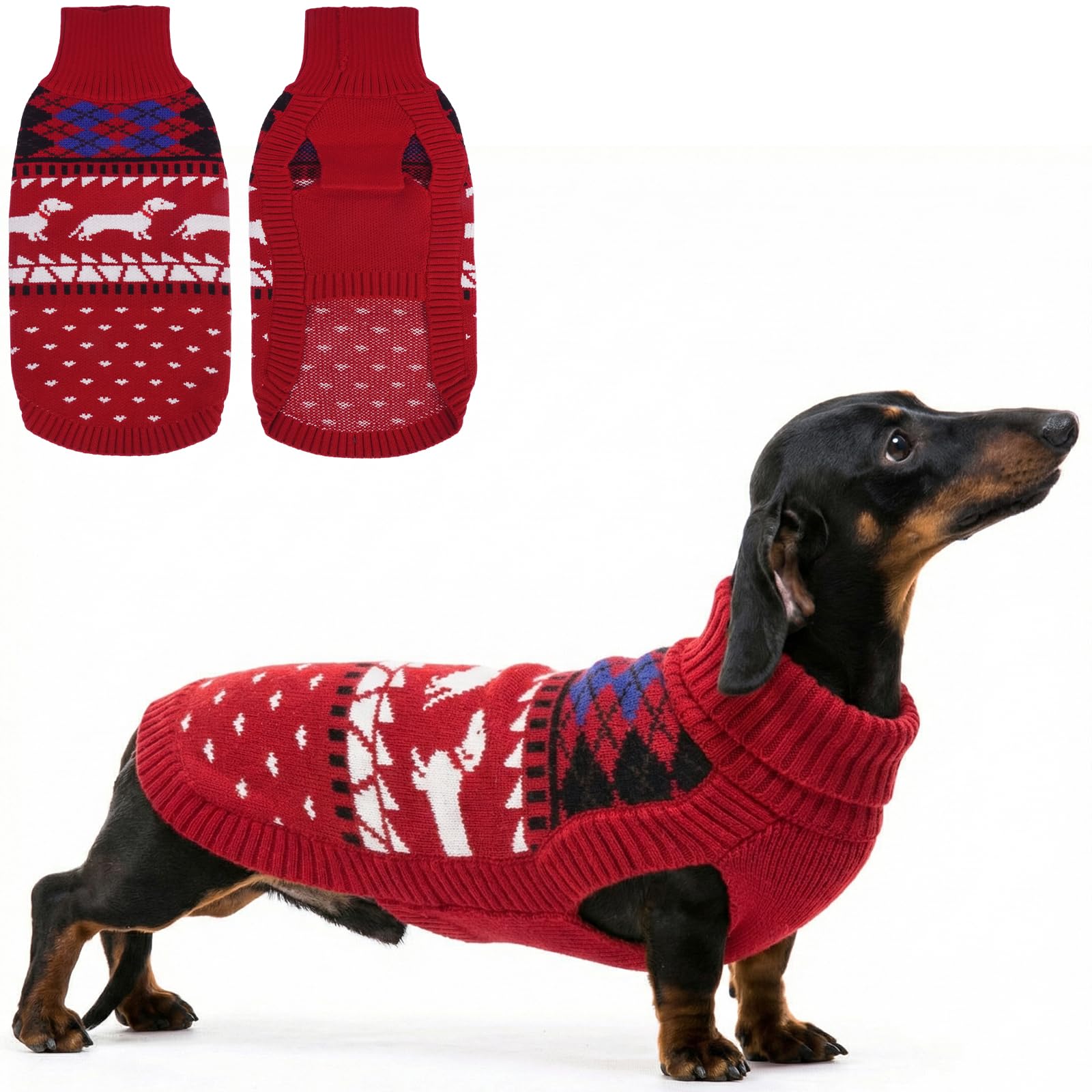 Lelepet Dog Jumper for Dachshund, Turtleneck Pullover for Medium Dogs