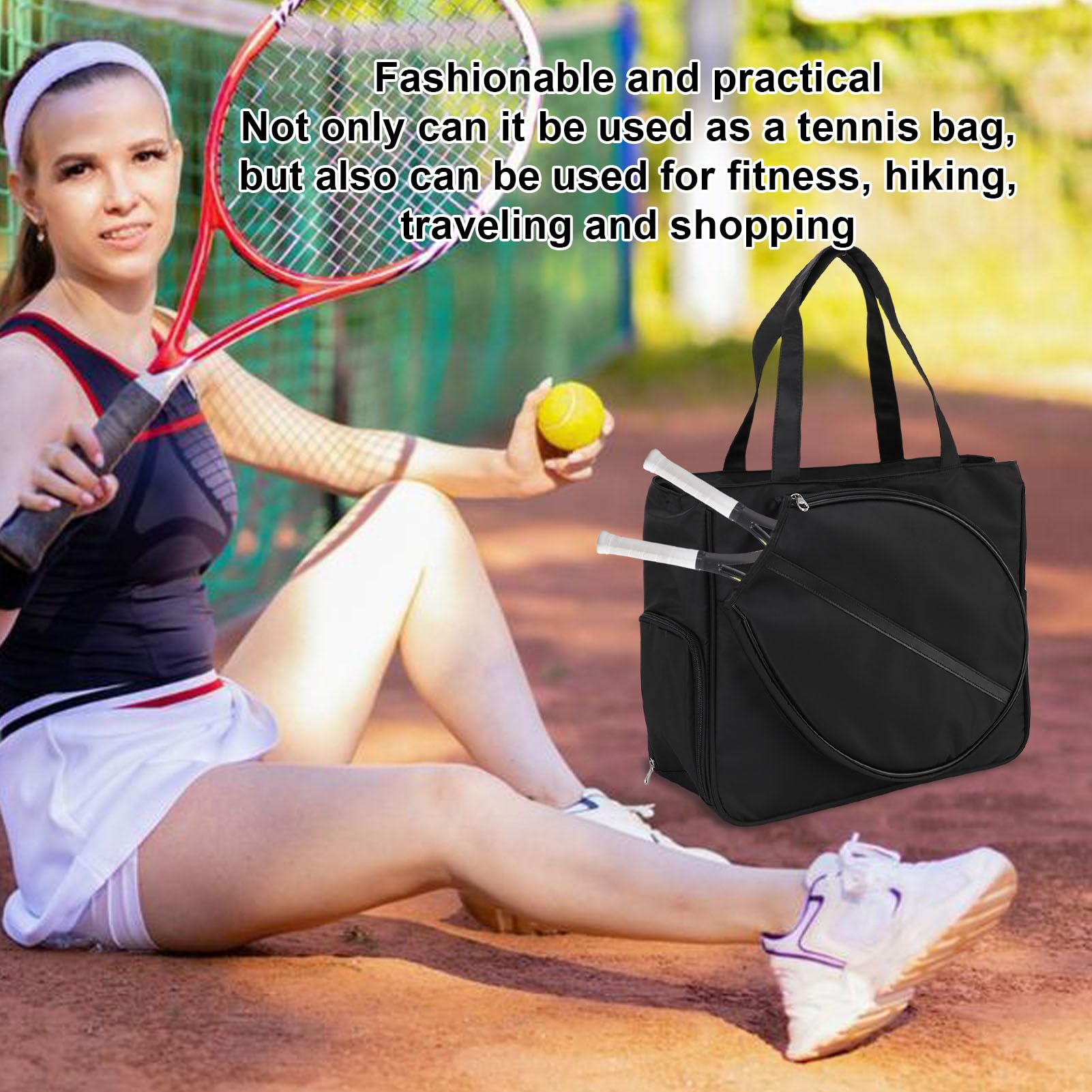 SUNGOOYUE Borsa da Tennis per Uomo Donna, Borsa a Tracolla Sportiva Sportiva a Tracolla per Racchetta da Tennis con Nylon di Grande capacità, per Palestra, Viaggi, Escursionismo,