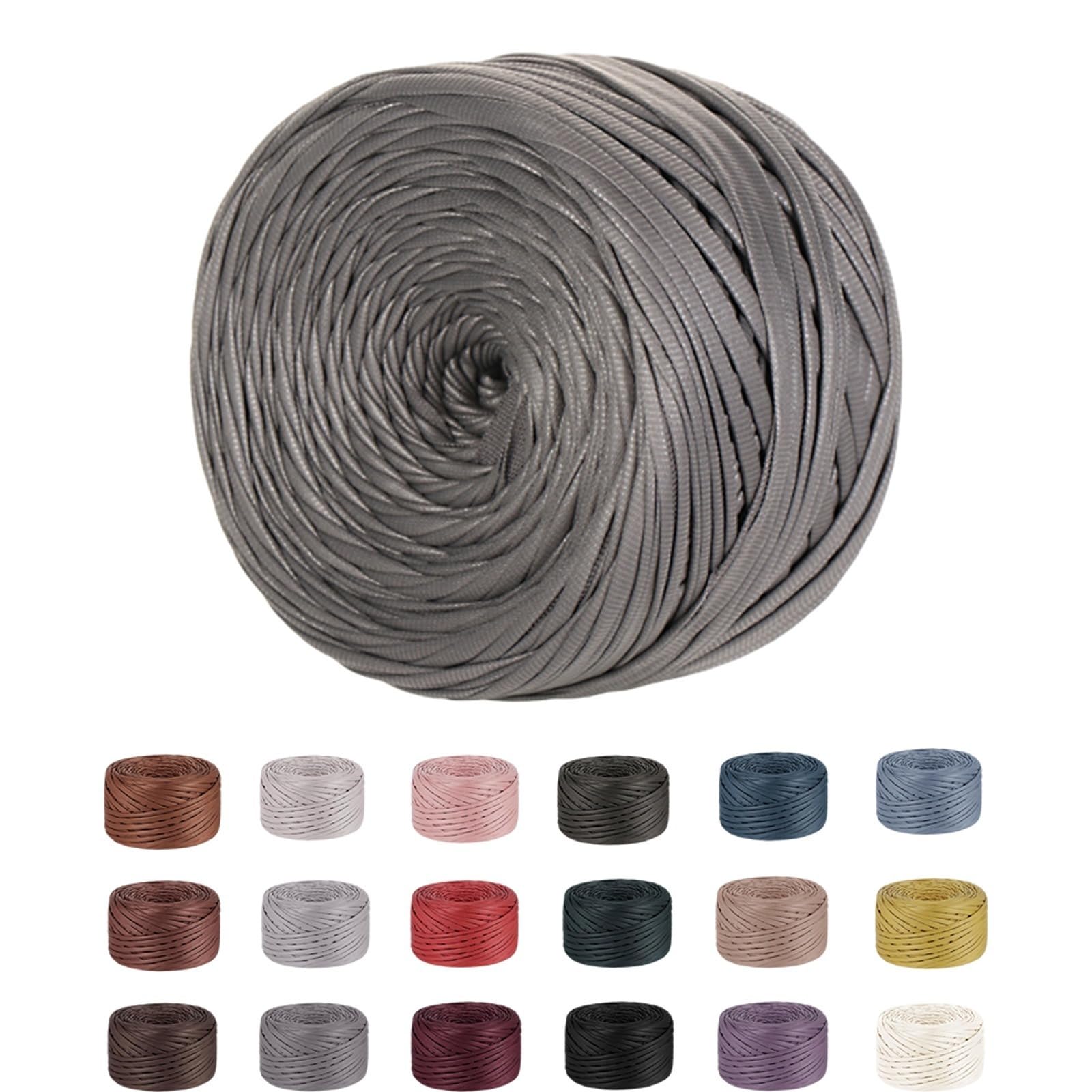 Fettuccia per Borse a Uncinetto, Aspetto Similpelle Filato Grosso in Poliestere Cordino per Borse Uncinetto,uncinetto per borse, Filati per Borse Cestini Fai da Te Decorazioni, 200g/90m
