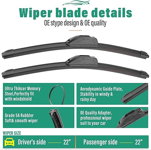 Vista 424 de 26" 20" 16" Windshield Wiper Blades Replacement for Dodge Grand Caravan 2008-2020 / Chrysler Town & Country 2008-2016 Premium All Weather Front Rear
