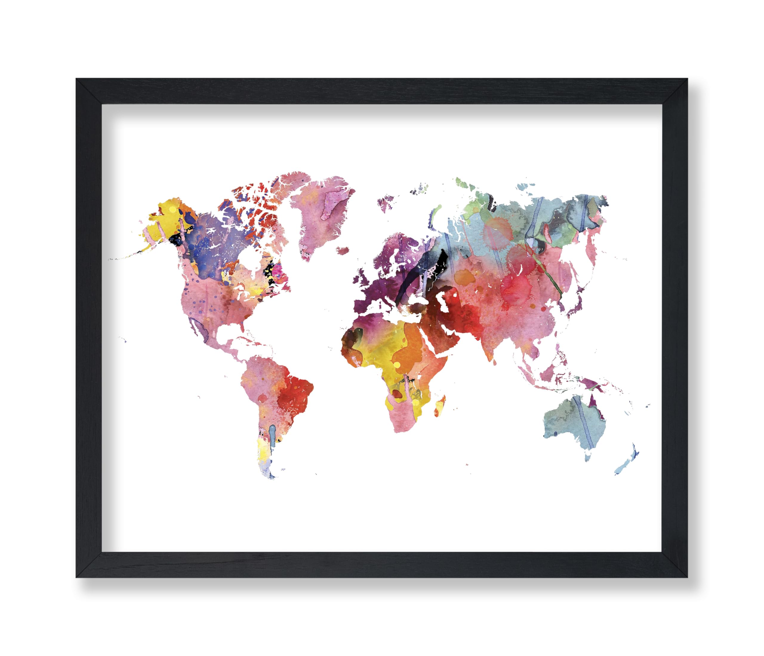 Poster Master Rainbow World Map Print - Watercolor Poster - Abstract Art - Trendy Gift for Him, Her & Travel Lover - Pop Art Decor for Bedroom, Kid's