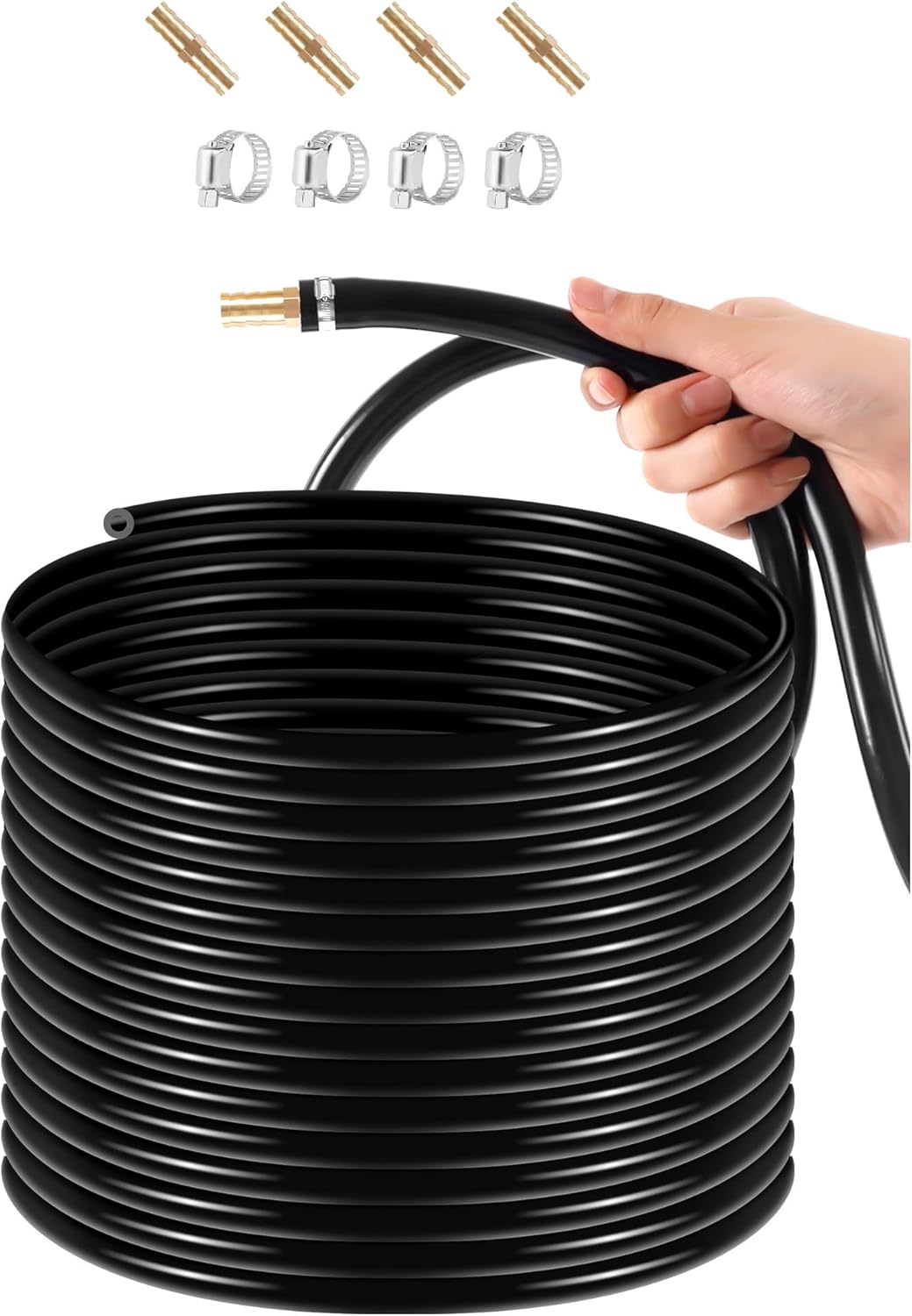 328 Feet Self Sinking Aeration Hose, for Easy Installation, Aeration Hose Kit, with Clamps & Menders, for Water Circulation Pond Aquaculture Aquarium(3/8 Inch)