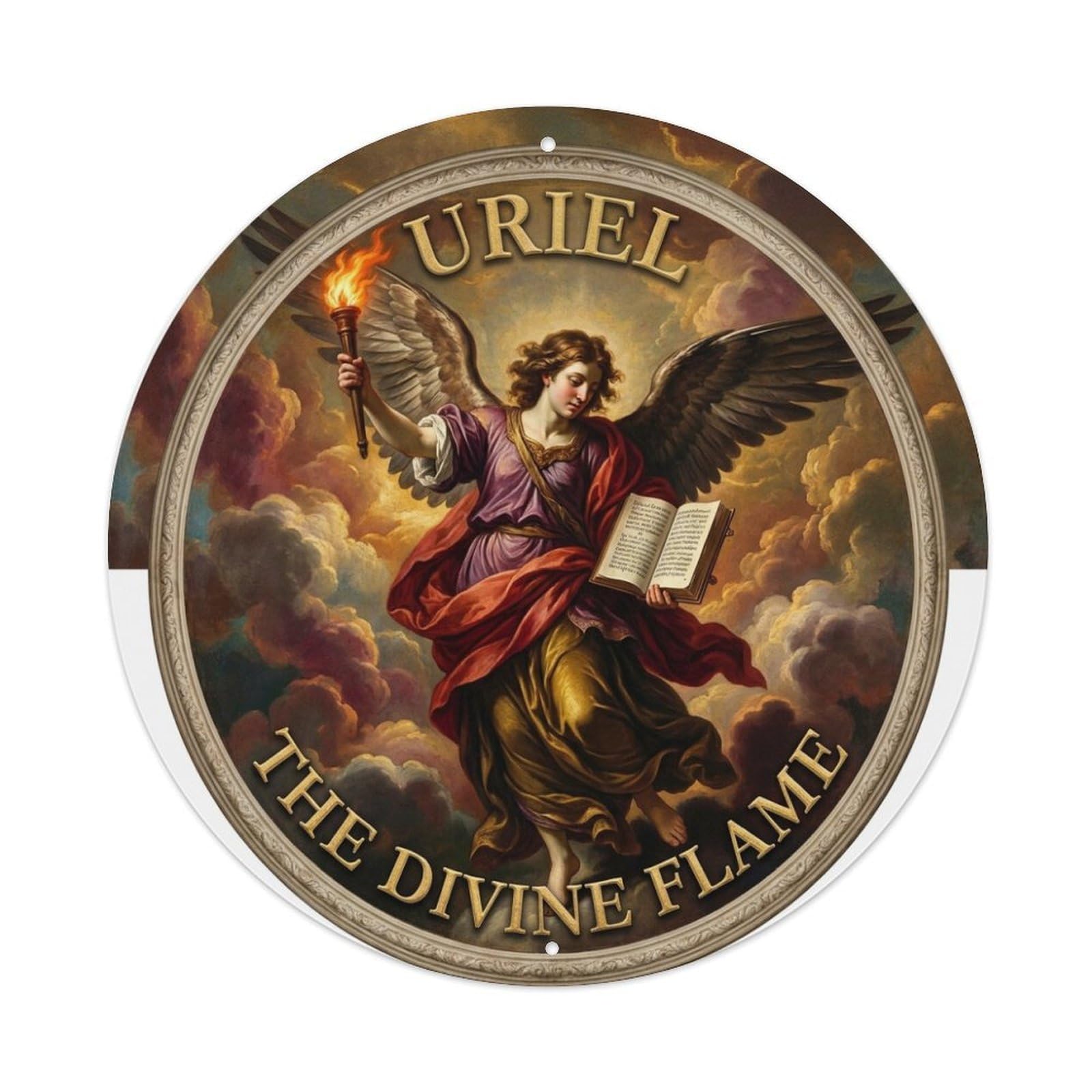 The Divine Flame Archangel Uriel Light Guardian Metal Tin Sign