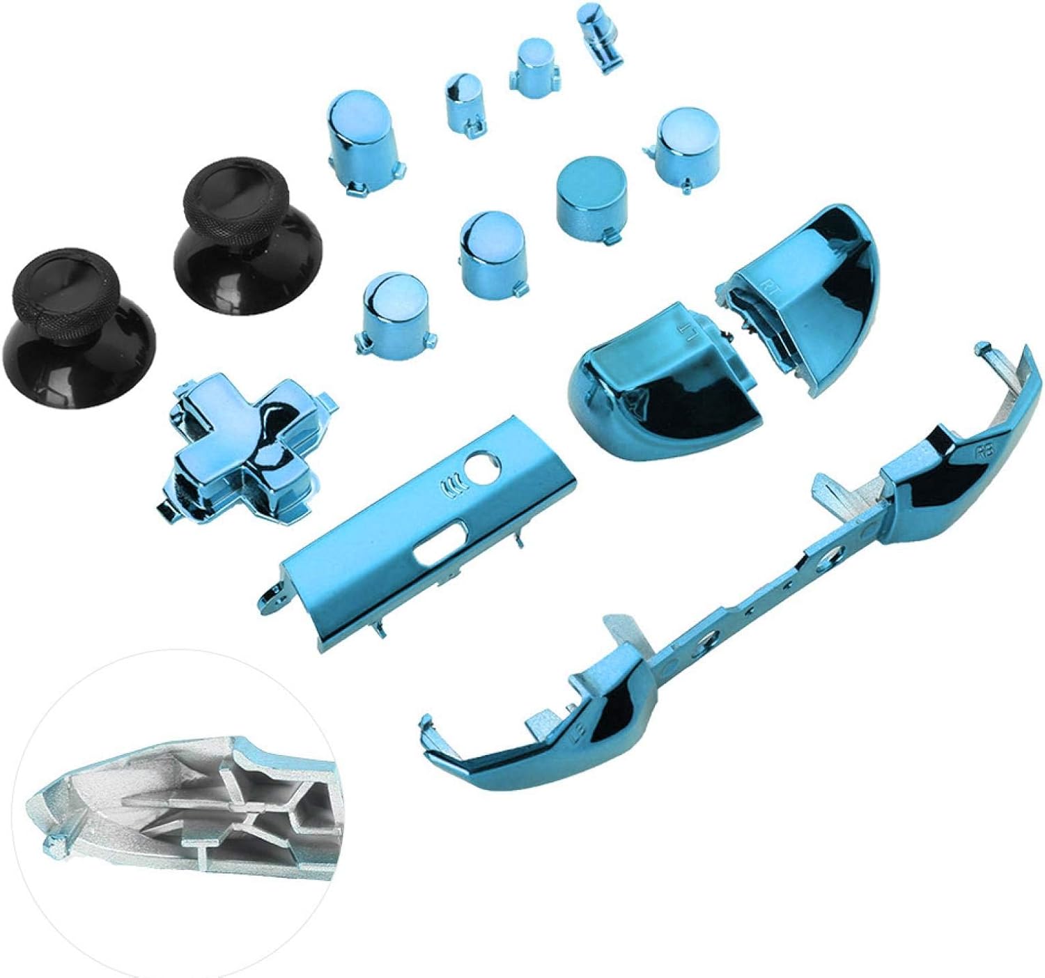 Voluxe Gamepad Controller Buttons Good Tenacity Electroplating Process Feel Comfortable Button Mod Kits for Gamepad Xbox One Slim(Blue)