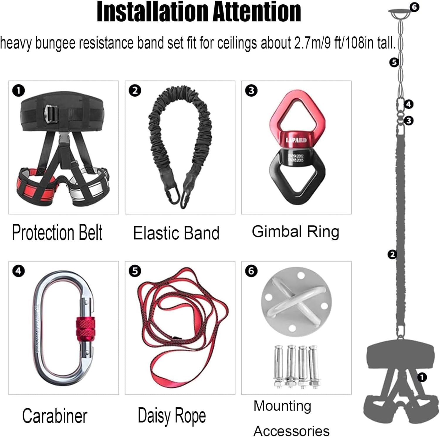 Set Fitness Professionale con Elastici Resistenti – Bande Elastiche 4d con Dispositivo di Rotazione A 360° per Palestra Domestica, Yoga, Danza Aerea E Allenamenti per Tutto 176 pounds