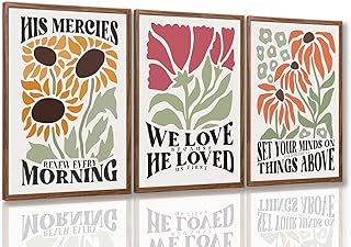 Dytila Framed Christian Bible Scripture Wall Art Set of 3, Flower Marke ...