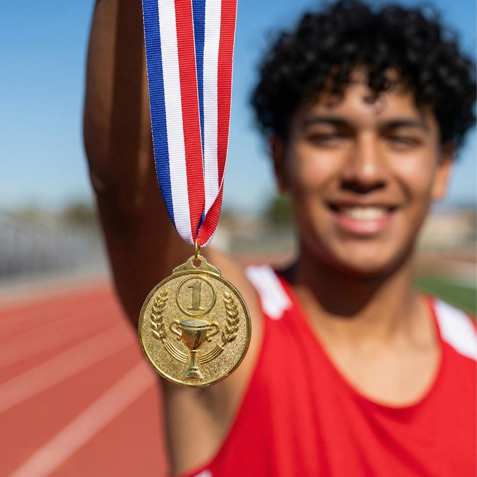 WOONEKY 16 premios de aleación para el Día del Deporte: medallas de Metal con Cinta para el Cuello para Fiestas, Baloncesto, fútbol, ​​Carreras y fútbol.
