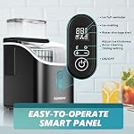 EUHOMY Machine à cubes de glace comptoir avec réservoir d'eau externe, 34Lbs, 16Pcs Prêt 13 Mins, 2 Moyens d'ajouter de l'eau, le nettoyage automatique, avec la glace Scoop & Panier, pour Home/Kitchen/Office/Bar (Noir)