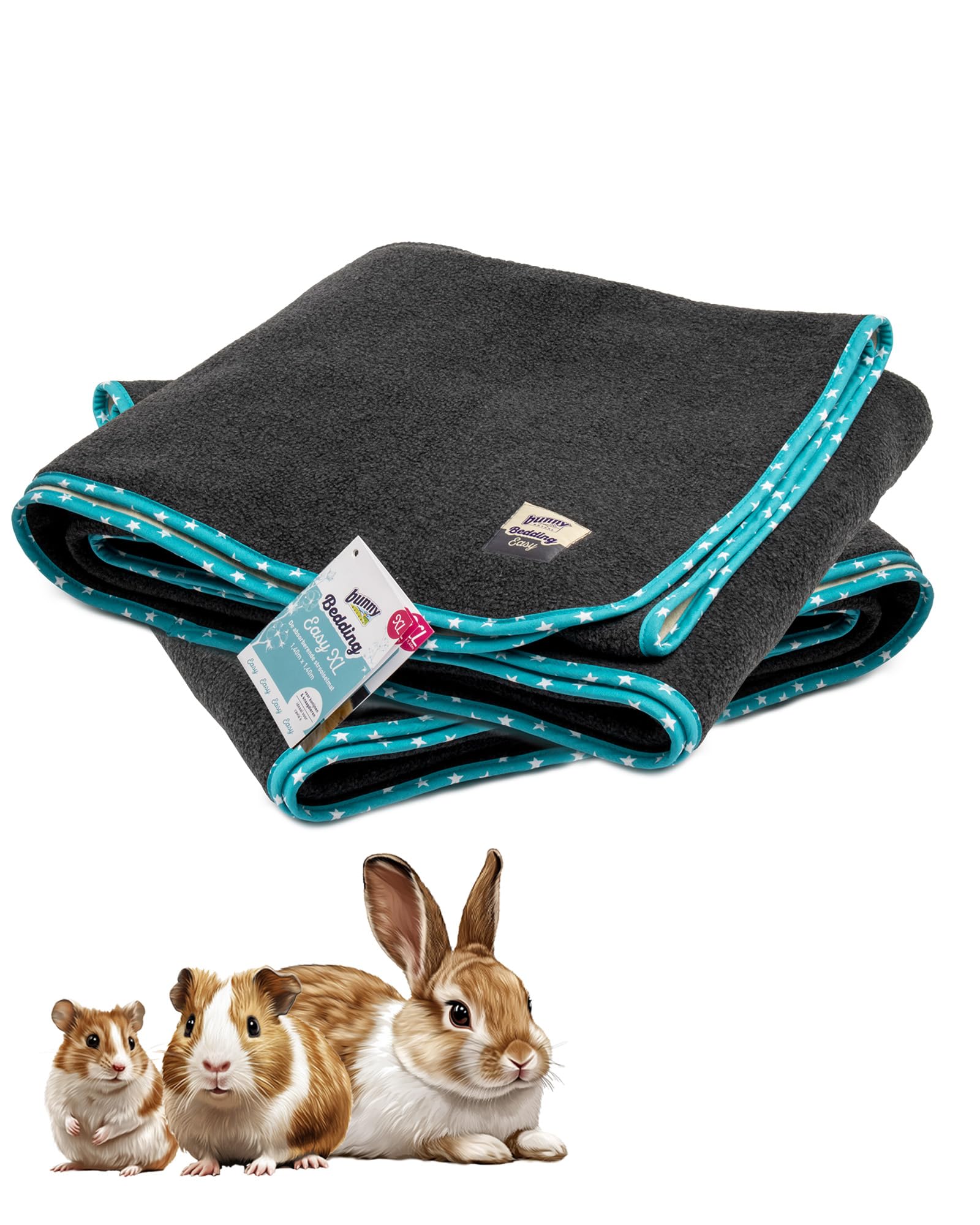 Bunny Nature Bedding Easy Türkis XL - Waschbare PIPI-Pads für Meerschweinchen, Kaninchen - Kleintier Decke - Weicher Fleece & Saugstarker Molton - Antiallergisch