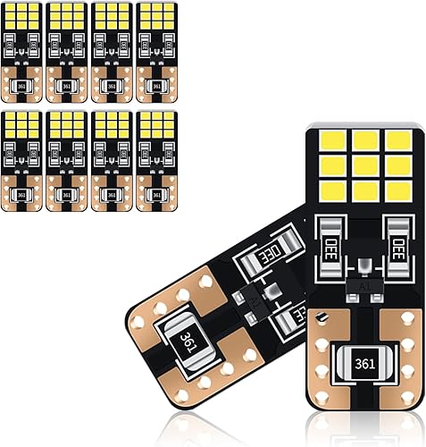 Miytsya Paquete de 10 bombillas LED bombillas de repuesto LED T10 18-SMD kit de bombillas LED súper brillantes bombillas de repuesto interiores