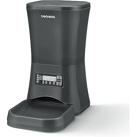 DOGNESS 9L Pet Automatic Cat Feeder | Programmable Auto Pet Dog Food Dispenser Feeder for Kitten Puppy - Portion Control Up to 4 Meals/Day,Voice Recording,Battery and Plug-in Power (Black)