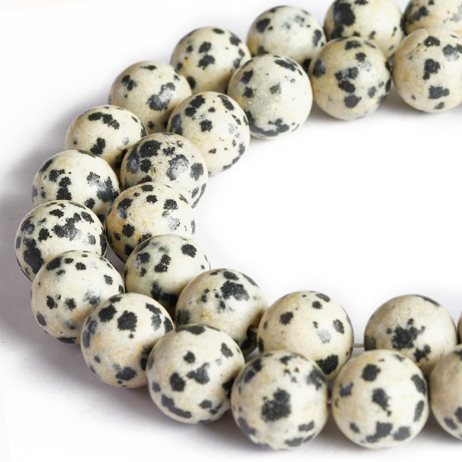 Perles en pierre dalmatienne de 10mm, minéraux polis de qualité
