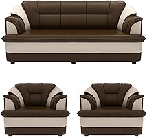 Sekar Lifestyle Wooden 3+1+1 Dual Tone Butterfly 5- to 6-Person Sofa Set For Living Room [Colour - Brown & Beige]