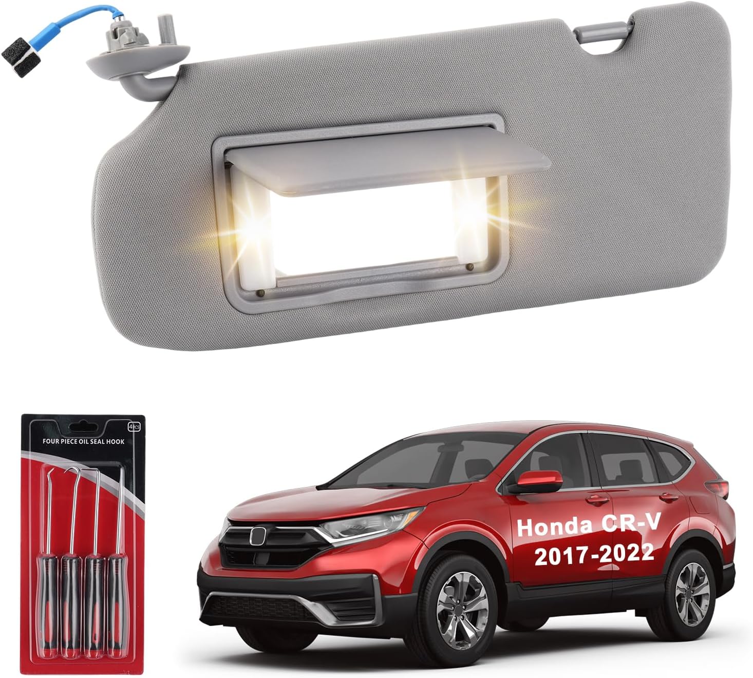 Left Driver Side Sun Visor Fit for Toyota Tacoma 2005-2015 with Light and Makeup Mirror Car Sun Visor Replacement 7432004210B0 Car Accessories