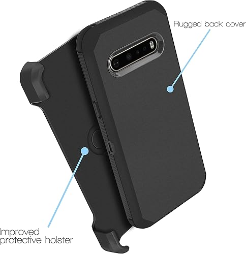 Miniatura 2 de Funda para LG V60 ThinQ con pantalla incorporada, resistente a los golpes, alta resistencia a los impactos, con soporte y clip giratorio para
