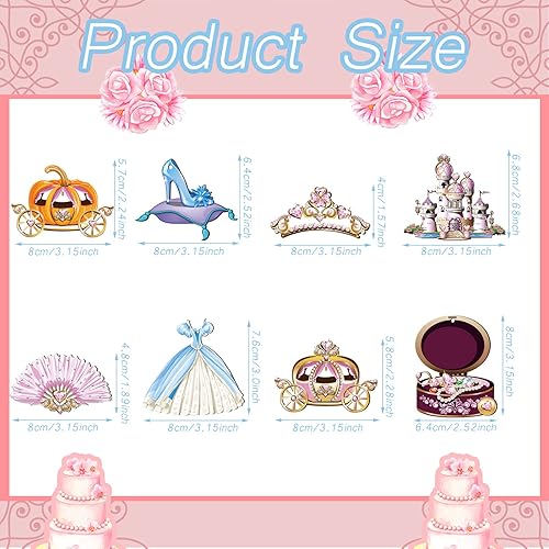 Miniatura 3 de 32 adornos de princesa de Navidad para fiestas de princesa, decoraciones colgantes de madera, carruaje de calabaza, vestido de castillo, recortes de