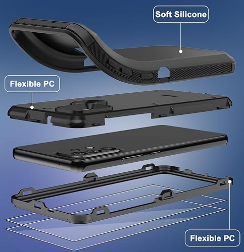 Miniatura 4 de Annymall Funda para Galaxy A21s versión de EE. UU., carcasa de cuerpo completo A21s con protector de pantalla integrado, funda de protección híbrida