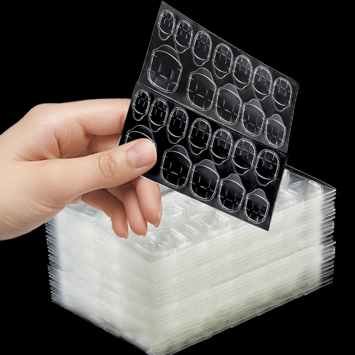 DOCVOEOMH 1440PCS Press on Nail Adhesive Tabs - 60 Sheets with 12 Sizes, Nail Sticky Glue Tabs for Press on Nails, Stickers for Artificial Fake Nails