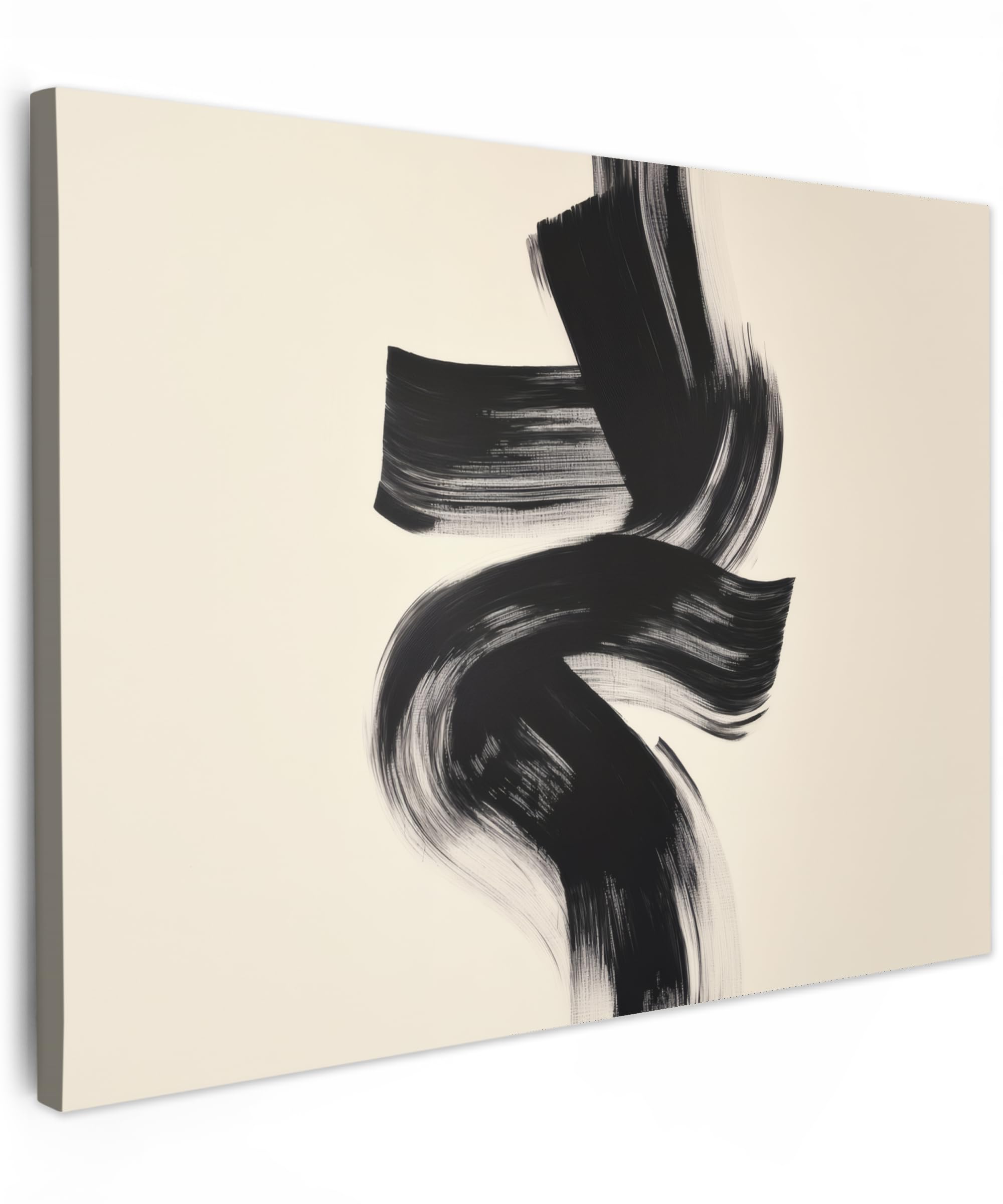 Muchowow Stripes - Black Muchowow© Canvas Wall Art 28"X20" / 70X50 Cm Decor Paintings Prints Framed On Canvas Decorations Wallart - Abstract