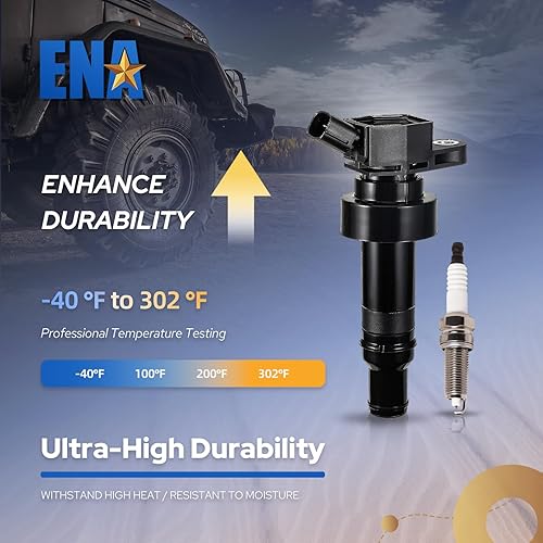 Miniatura 5 de ENA Juego de 4 bobinas de encendido UF652 con bujía de iridio 94017 compatible con Hyundai Kia 2012 2013 2014 2015 2016 2017 2018 2019 Rio 2012-2019