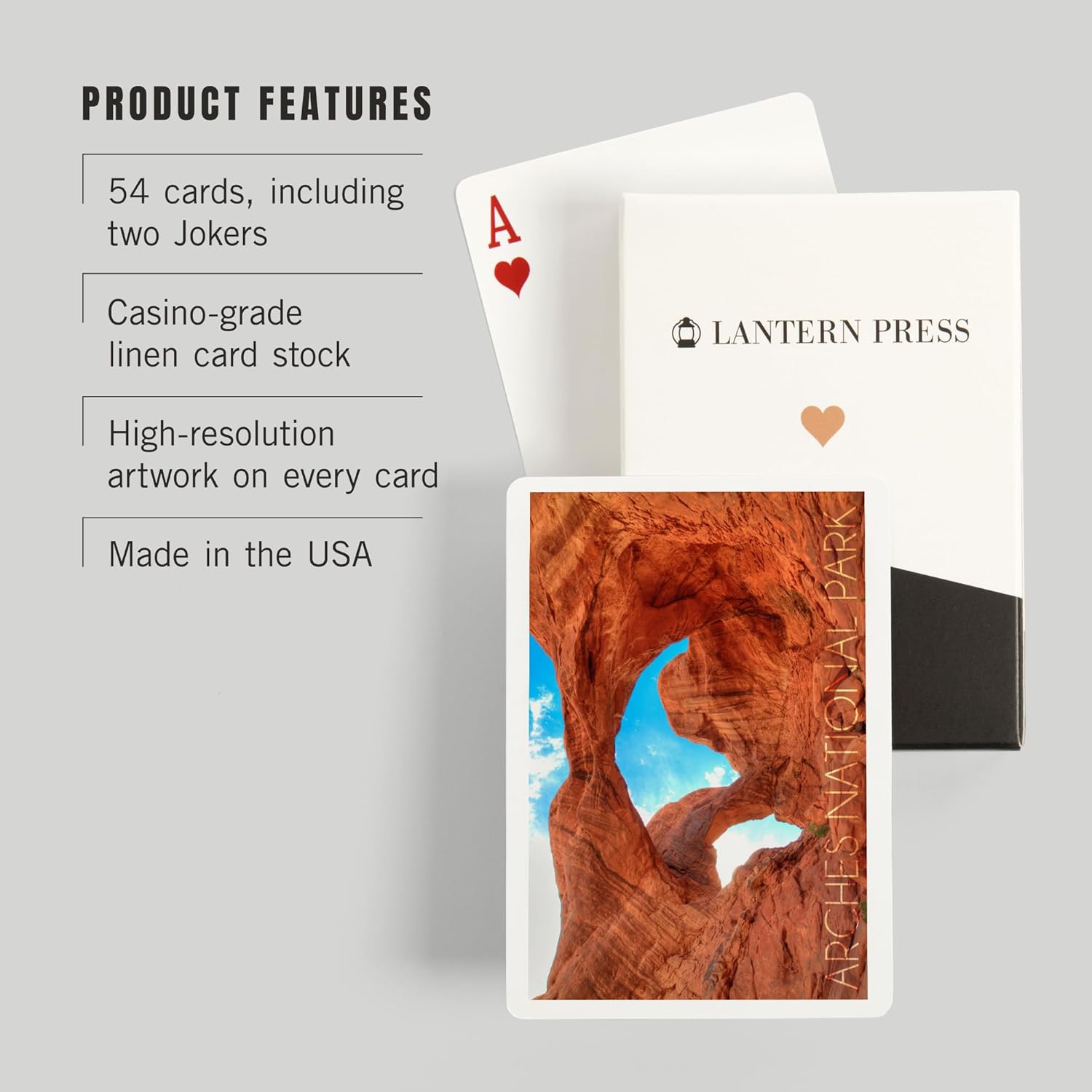 Lantern Press Arches National Park, Utah, Daytime Blue Sky, 52 Playing Cards for Adults, Poker Size Card Deck