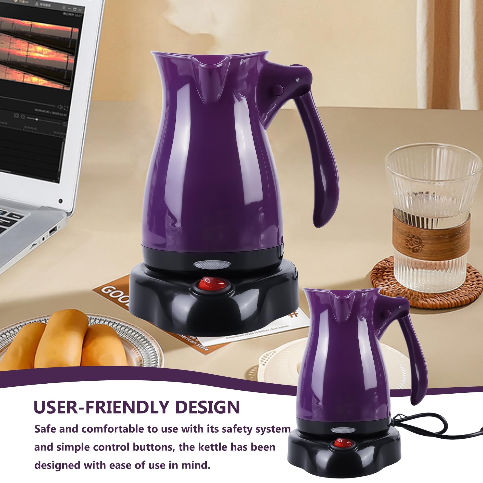 Elektrische Kaffeekanne, 500ML 500 W Elektrische Türkische Kaffeekanne, Elektrische Kaffeekocher, Türkische Kaffeekanne, Elektrische Kaffeekanne Für Zuhause,Büro,Mocca, Tee, Reisen