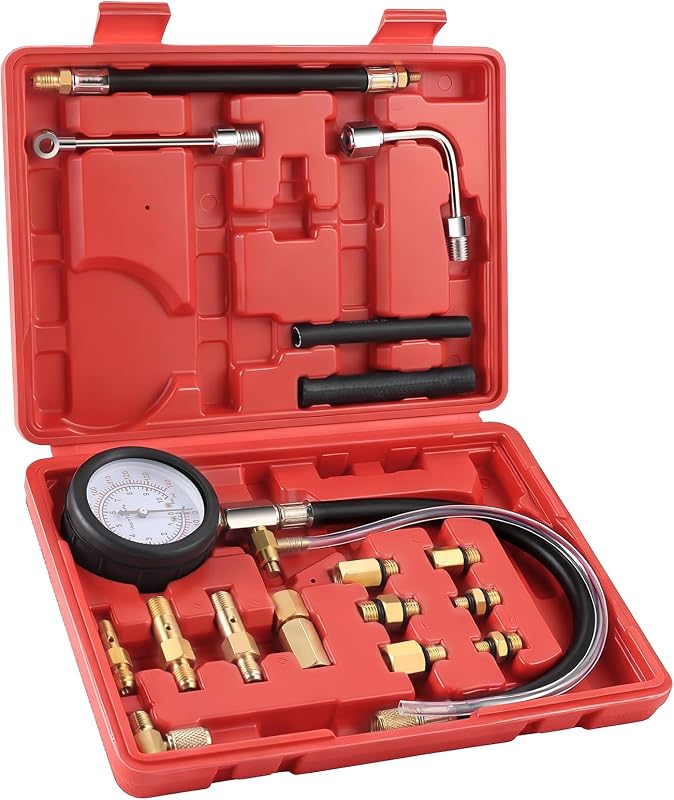 Kit de teste de pressão de combustível ZEAJSRU com manômetro 0–965 kPa, mangueiras e adaptadores – 1 unidade