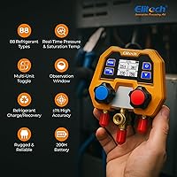 Vista 2 de Elitech Digital Manifold Gauge for HVAC, Refrigeration & AC Systems - Supports R410A/R454B/R134 etc. Refrigerants, Pressure & Temperature